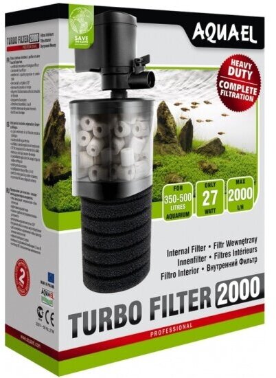 Внутренний фильтр Aquael TURBO FILTER 2000 для аквариума 350 - 500 л (2000 л/ч, 27 Вт, h = 190 см)