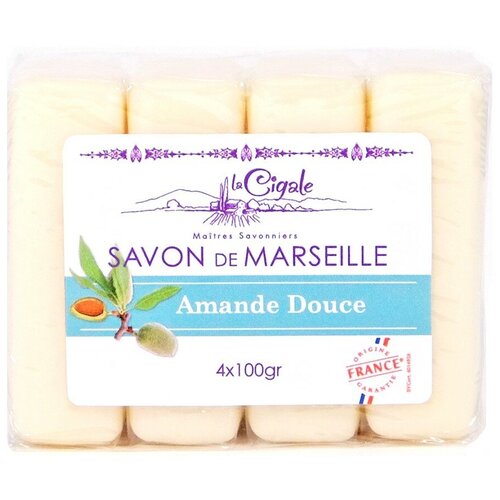 La Cigale Мыло марсельское с Миндалем 4х100г