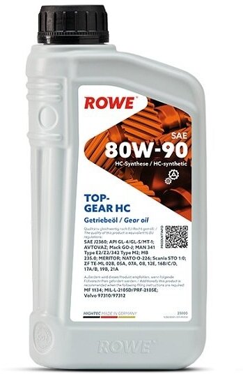 Масло трансмиссионное ROWE HIGHTEC TOPGEAR 80W-90 HC-LS, 1 л