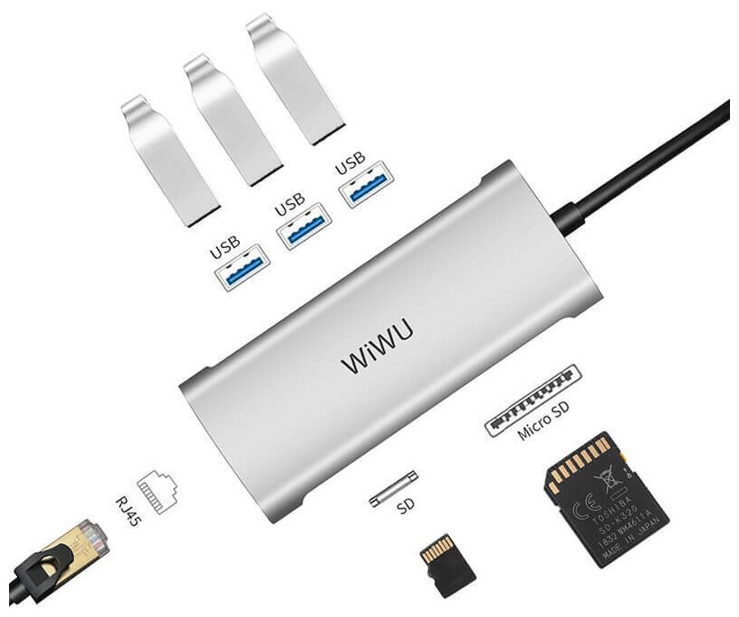 Хаб Wiwu Alpha A631STR Grey