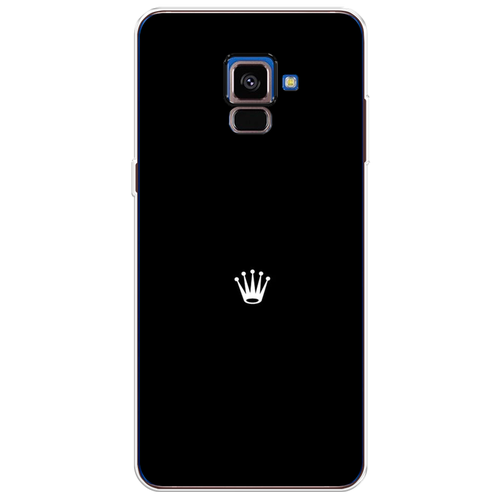 Силиконовый чехол на Samsung Galaxy A8 2018 / Самсунг Галакси А8 2018 Белая корона на черном фоне
