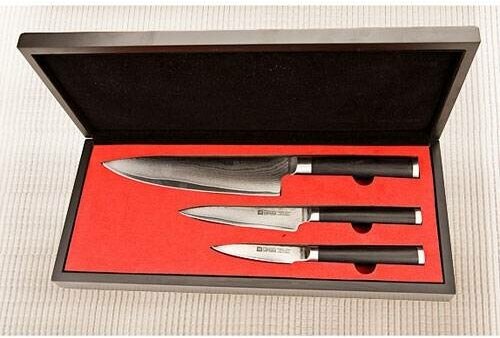 Набор из 3 ножей Samura DAMASCUS в подарочной коробке (10, 21, 85),G-10, дамаск 67 слоев Hoff - фото №4