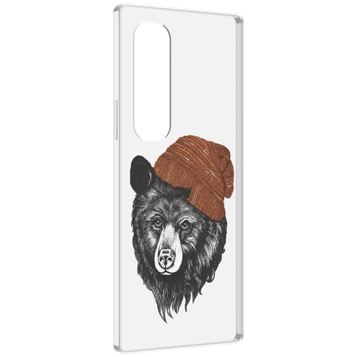 Чехол MyPads Медведь в шапке 2 для Samsung Galaxy Z Fold 4 (SM-F936) задняя-панель-накладка-бампер