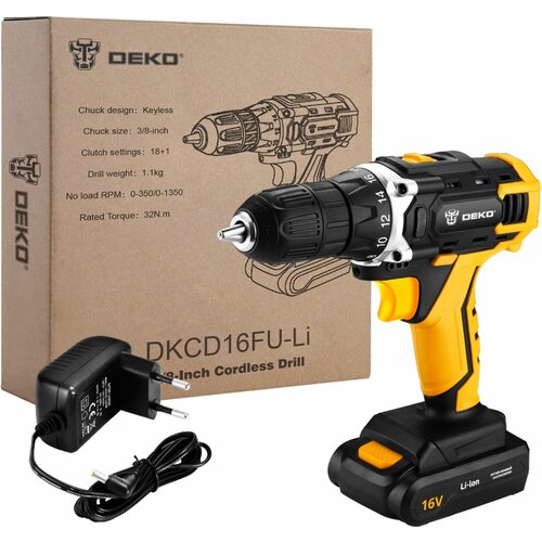 Аккумуляторная дрель-шуруповерт DEKO DKCD16FU-Li электроинструмент подарок на день рождения мужчине любимому папе дедушке парню 415000₽