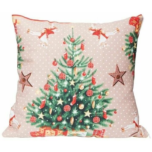 Новогодняя наволочка декоративная/45х45/на молнии/рогожка/подарок
