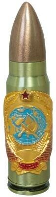 Зажигалка патрон с символикой Герб СССР малая газовая золотистая