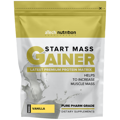 Гейнер aTech Nutrition Gainer Start Mass, 5000 г, ваниль гейнер atech nutrition gainer start mass 1000 г клубника