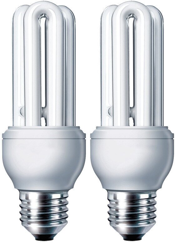 Лампочка Philips PL-Electronic 8w 827 E27 энергосберегающая, теплый белый свет / 2 штуки
