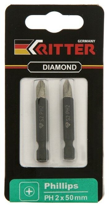 Бита Ritter Diamond PS20112055 PH2 х 50 магнитная алмазное покрытие сталь S2 2 