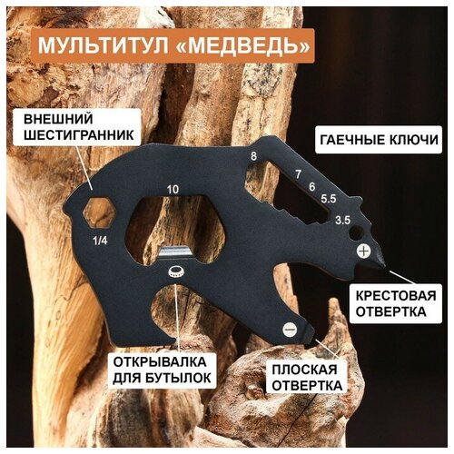 мини мультитул для ключей с фонариком и открывалкой черный Устройство многофункциональное с открывалкой