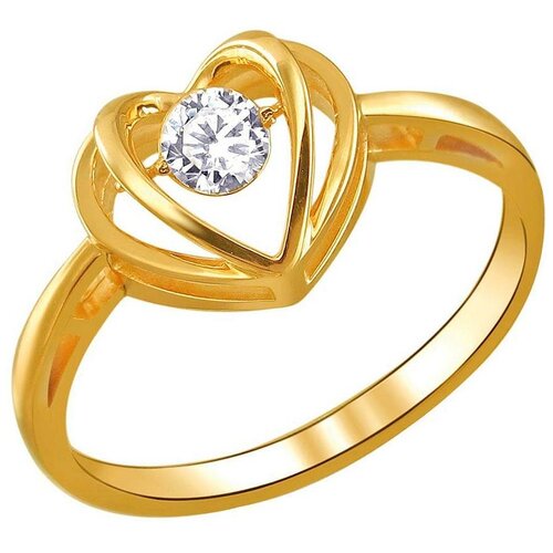 фото Эстет кольцо с 1 фианитом из жёлтого золота 01к137964, размер 18.5