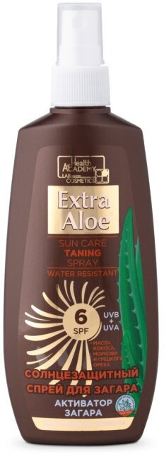Extra Aloe Спрей для тела солнцезащитный водостойкий масло для загара SPF 6, 150 мл