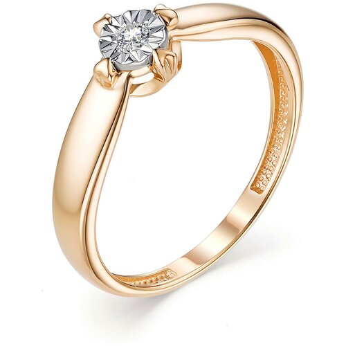 фото Алькор кольцо с 1 бриллиантом из красного золота 13112-100, размер 18
