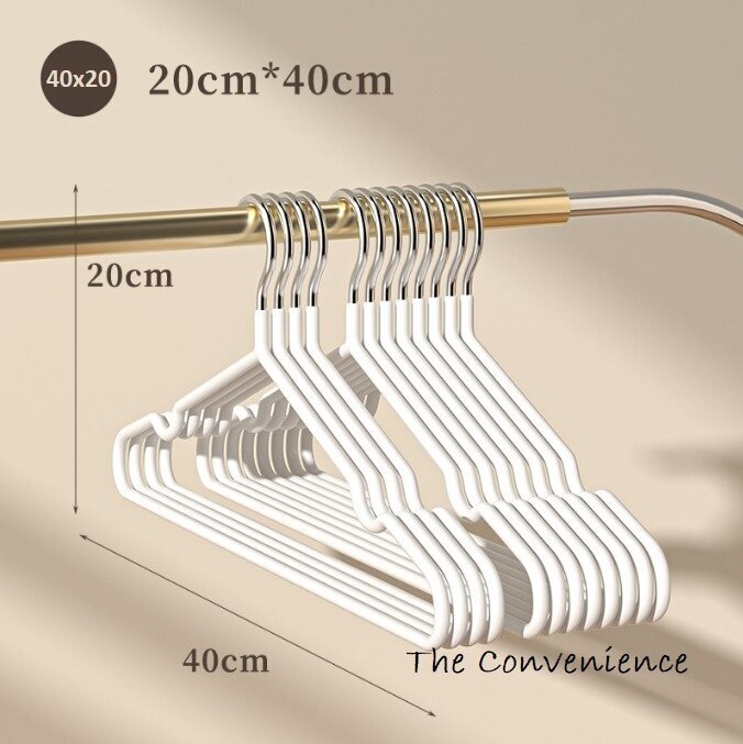 Вешалка плечики для одежды для брюк металлическая прорезиненная The Convenience 40x20см набор 20шт (цвет белый) - фотография № 2