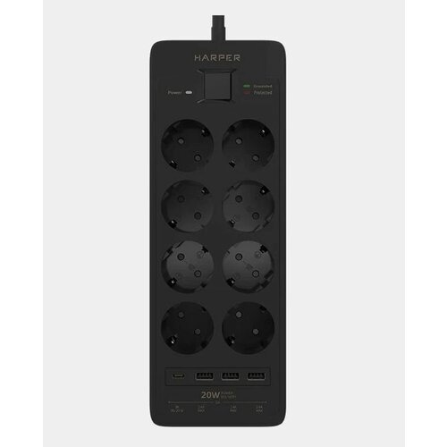 Сетевой фильтр Harper UCH-650 Black PD30 5658₽