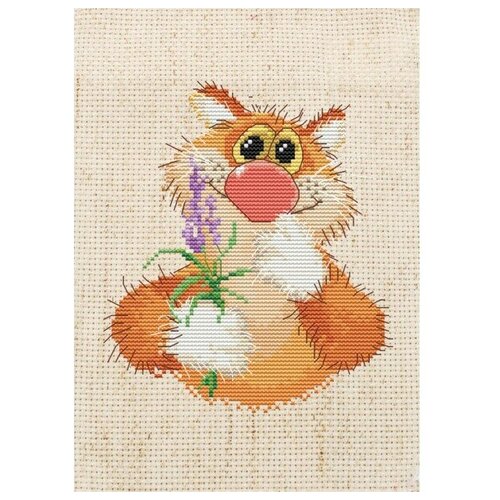 фото Набор для вышивания "обаятельный котик", с рамкой белоснежка