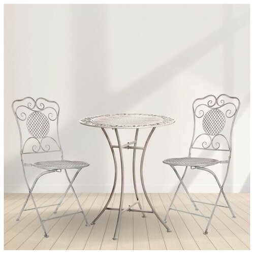 Edelman, Комплект дачной мебели ажурный прованс (2 стула, стол), металл, белый 1023711/1006596-набор