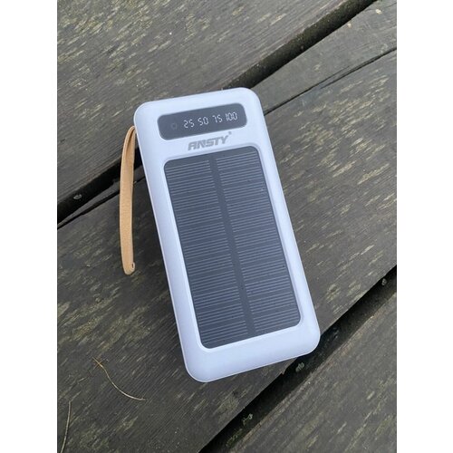 Внешний аккумулятор Повербанк Powerbank ANSTY на солнечных батареях 10000 mAh / Портативный переносной аккумулятор