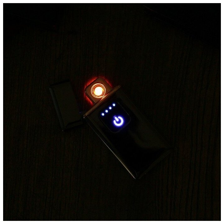Зажигалка электронная "Люкс", USB, спираль, 7 х 3.5 х 0.5 см, темный хром