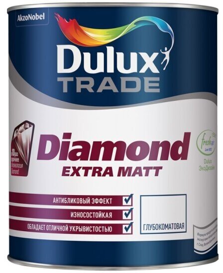Краска водно-дисперсионная Dulux Diamond Extra Matt влагостойкая моющаяся глубокоматовая белый 1 л