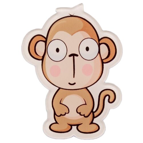 фото Значок бижутерный обезьяна (замок-булавка, коричневый) 52727 otokodesign