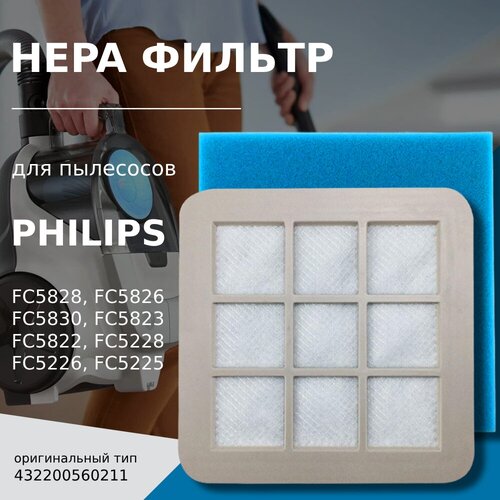 HEPA фильтр для пылесоса Philips тип 432200560211 серия FC5828, FC5826, FC5830, FC5823, FC5822, FC5228, FC5226, FC5225 фильтр philips fy3433 10