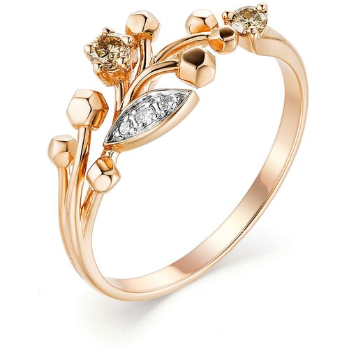 фото Алькор кольцо с 5 бриллиантами из красного золота 13204-117, размер 17