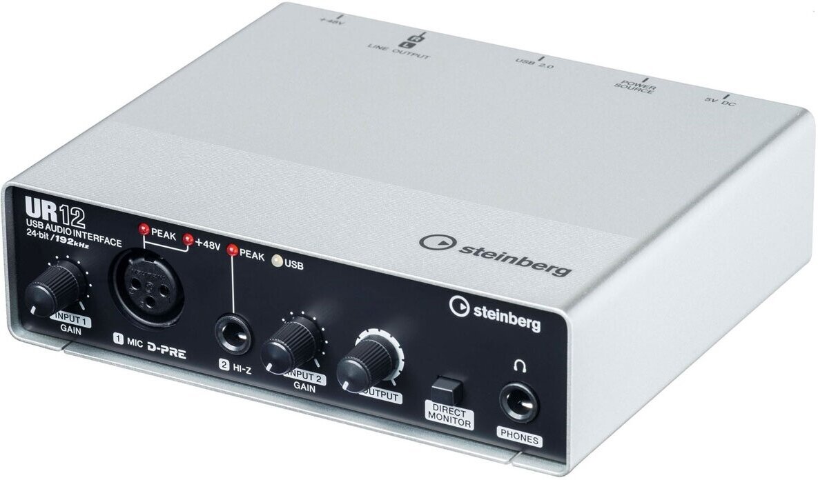 Steinberg ur12 звуковой usb-интерфейс, 24бит/ 192кгц, 2in/ 2out, 1mic, 1 hi-z