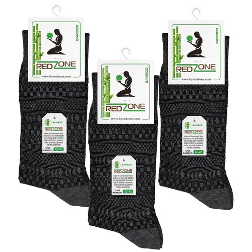фото Носки redzone мужские, комплект носков - 3 пары, бамбук, темно-серые рисунок геометрия, р. 42-45
