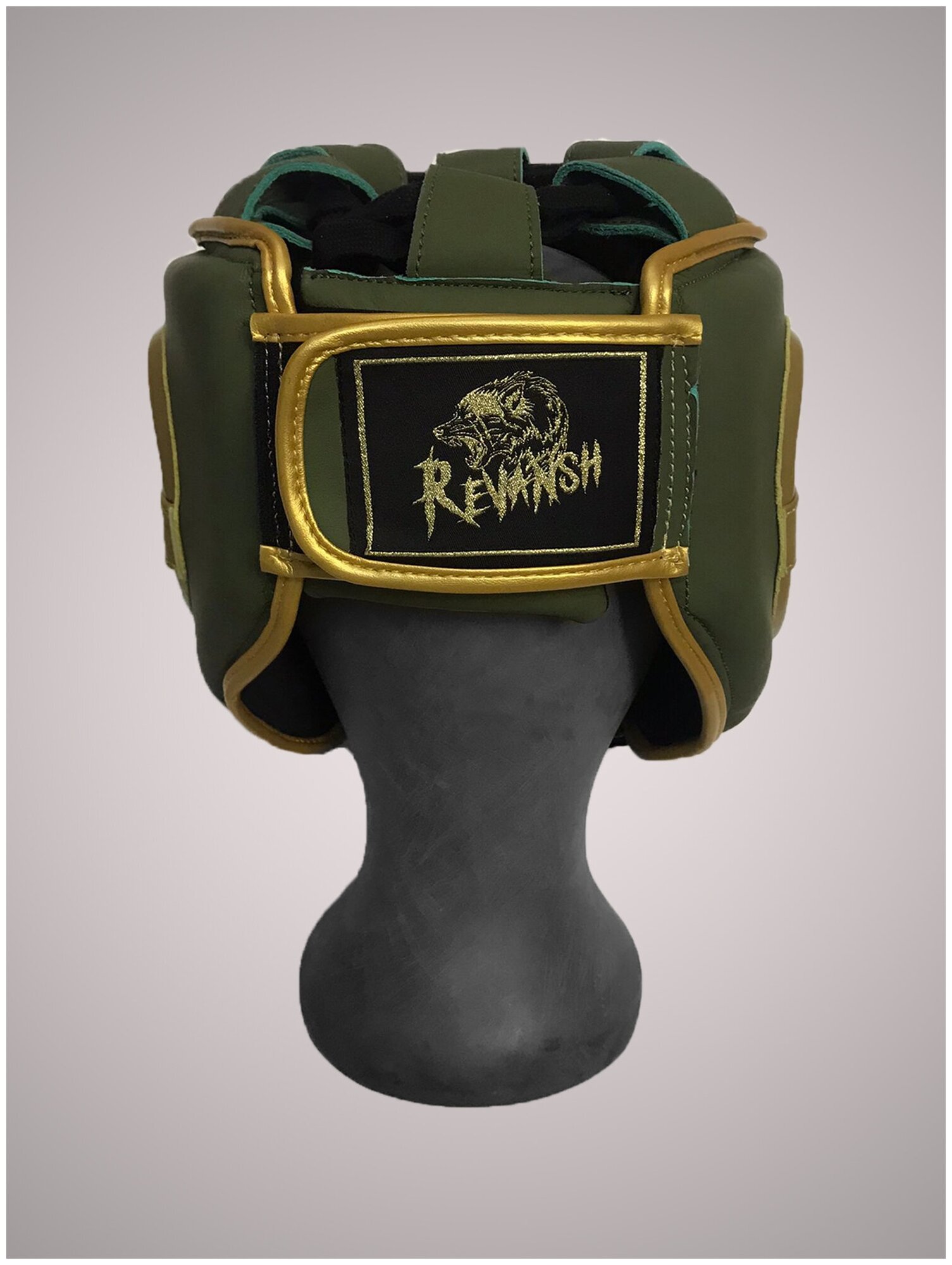 Боксерский Бамперный Шлем из натуральной кожи REVANSH PRO KHAKI GOLD L