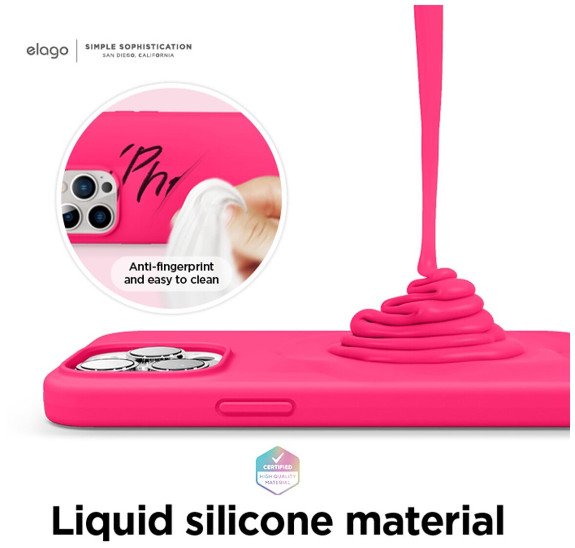 Elago для iPhone 13 Pro Max чехол Soft silicone (Liquid) Neon Hot Pink