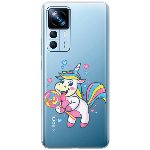 Силиконовый чехол с принтом Unicorn and candy для Xiaomi 12T / 12T Pro / Сяоми 12Т / 12Т Про чехол книжка на xiaomi 12t 12t pro сяоми 12т 12т про c принтом паттерн из блоков золотистый