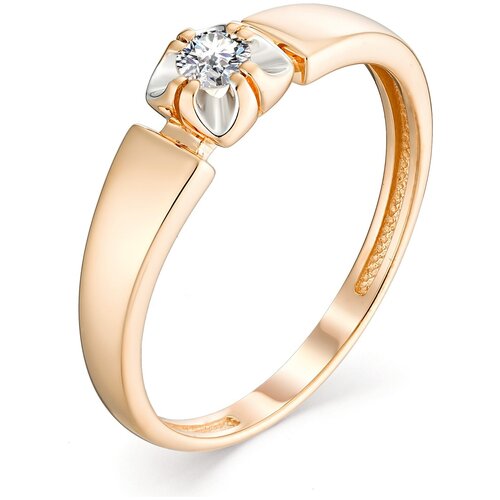 фото Алькор кольцо с 1 бриллиантом из красного золота 12989-100, размер 18
