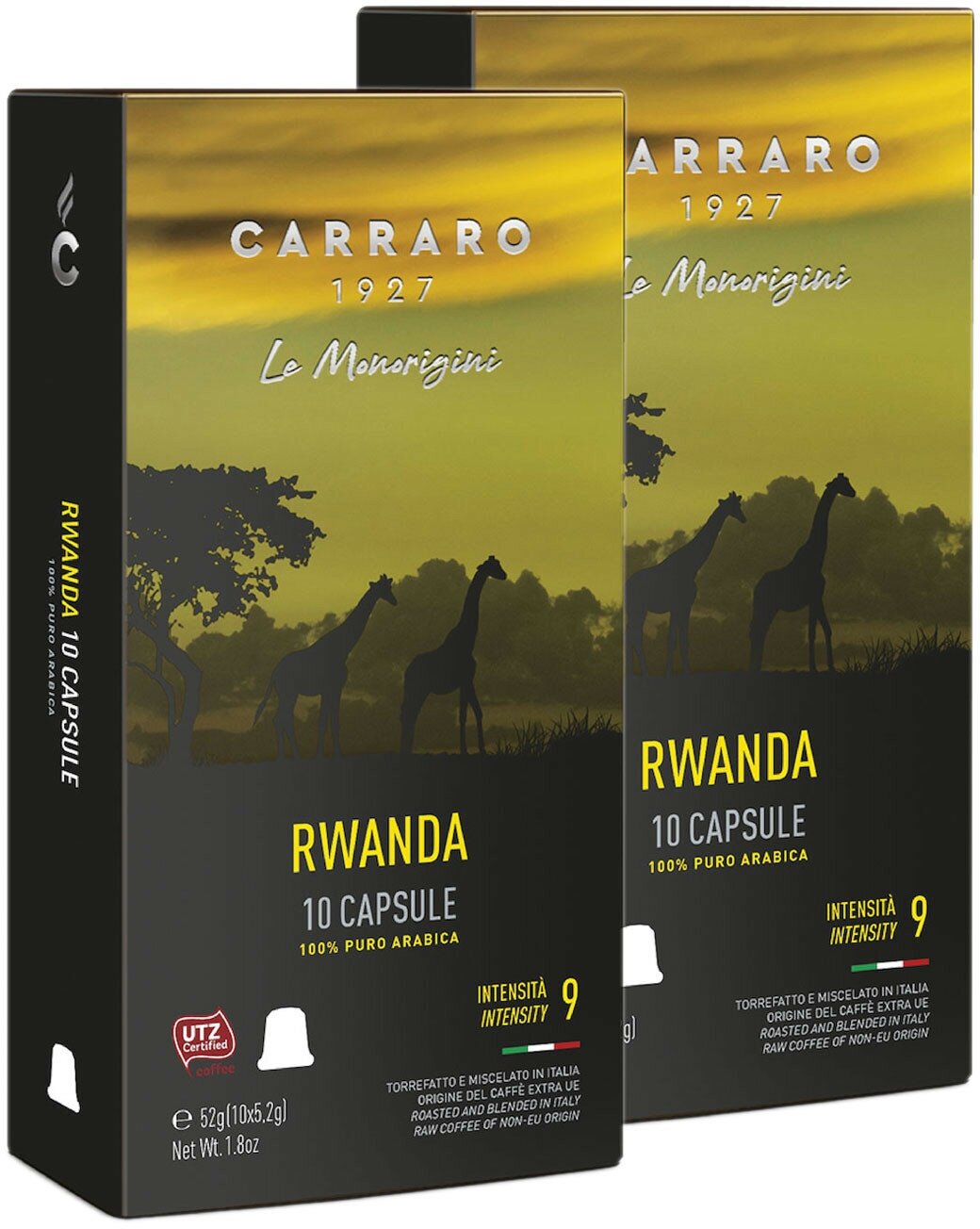 Кофе в капсулах Carraro Rwanda (Руанда), стандарта Nespresso, 2x10шт