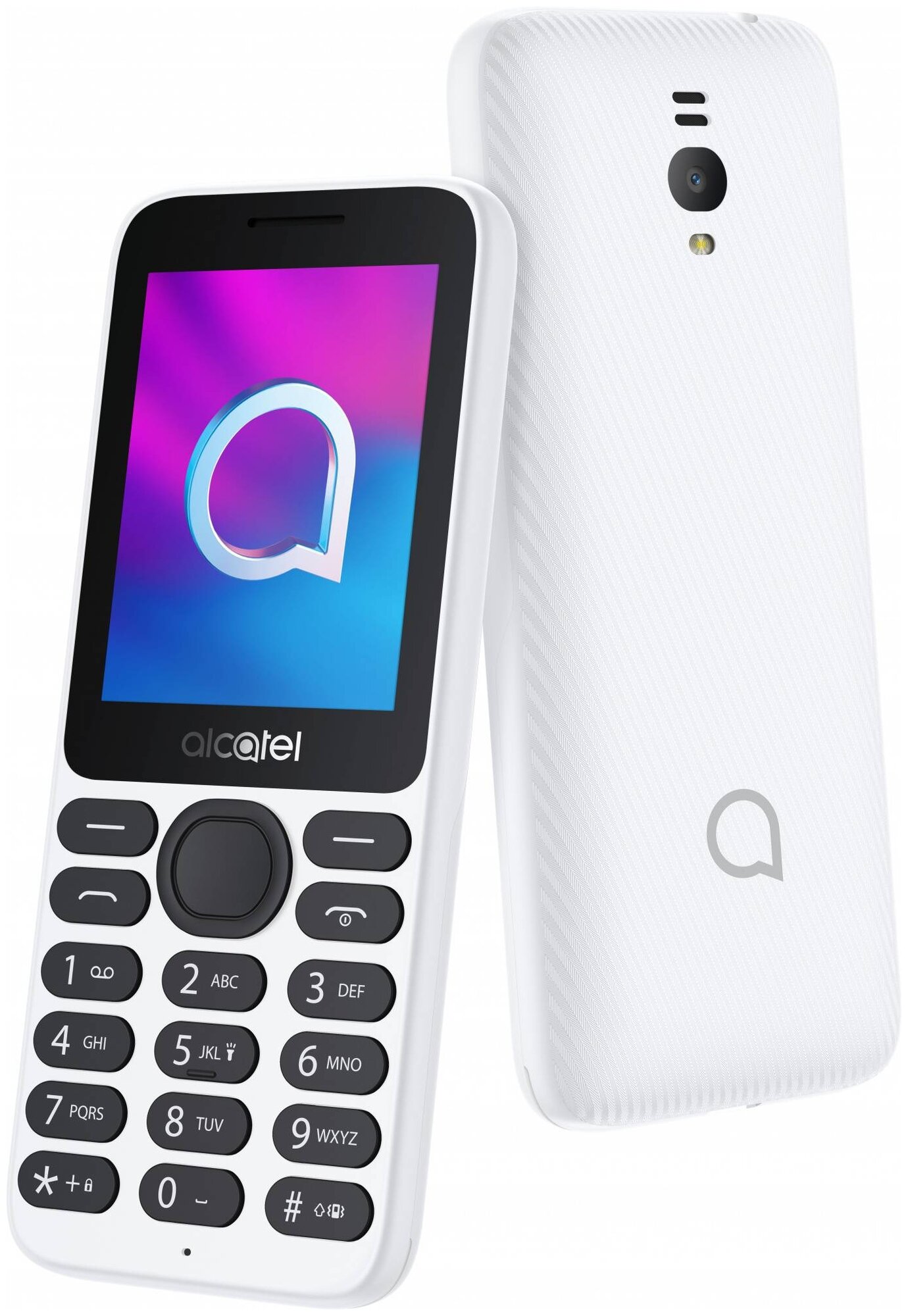 Мобильный телефон Alcatel 3080G 2.4" 240x320, белый моноблок, 3G, 4G, 1Sim, 0.3Mpix, GSM900/1800, MP3, FM, microSD max32Gb