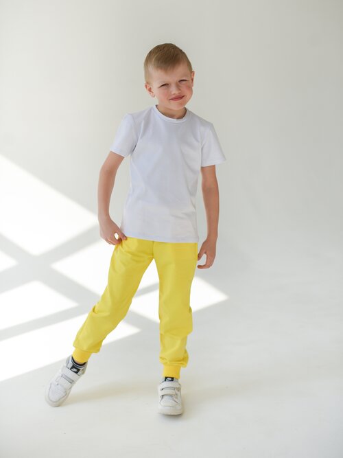 Школьные брюки джоггеры LikeRostik, размер 146, желтый
