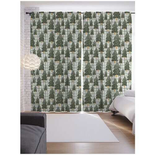 фото Шторы с фотопечатью ambesonne "лес с елками зимой" из сатена, 290х265 см joyarty