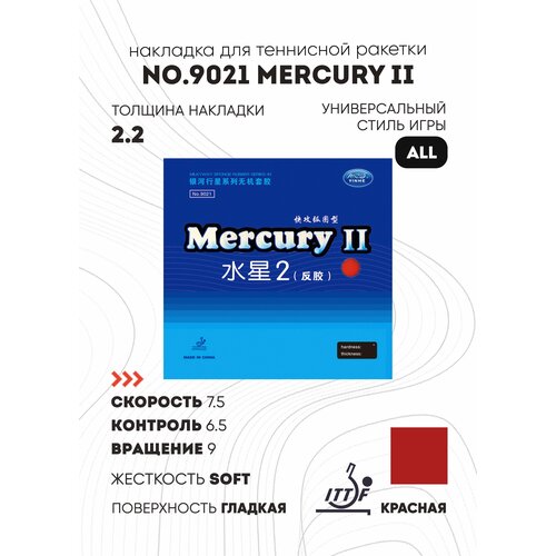 фото Накладка для настольного тенниса yinhe mercury ii (2) red 9021, 2.2