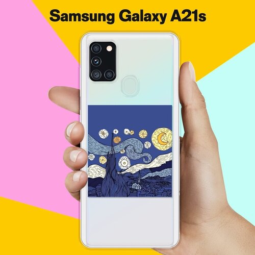 Силиконовый чехол Ночь на Samsung Galaxy A21s противоударный силиконовый чехол котенок в желтом облаке на samsung galaxy a21s самсунг галакси a21s