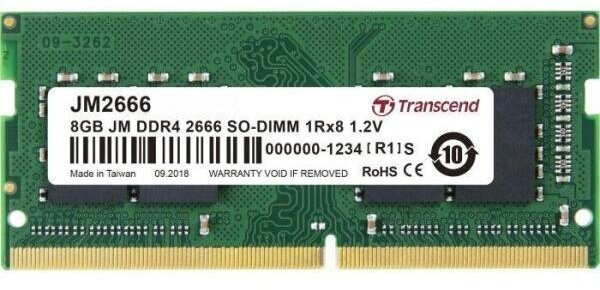 Transcend Оперативная память для ноутбука 8Gb (1x8Gb) PC4-21300 2666MHz DDR4 SO-DIMM CL19 Transcend JM2666HSG-8G