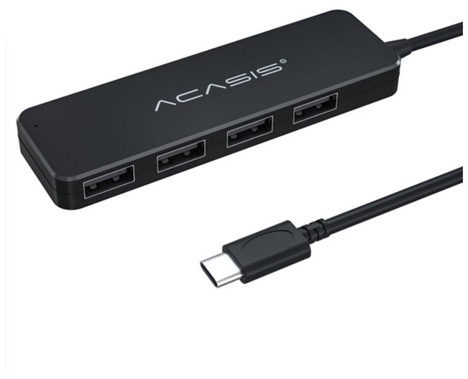 Хаб Acasis Type-C Compact Portable Hub 4 Ports USB 2.0 (AC2-L42 20см), черный