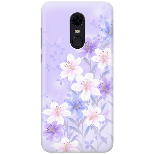 фото Силиконовый чехол на xiaomi redmi 5 plus / сяоми редми 5 плюс с принтом "лилии на фиолетовом" gosso