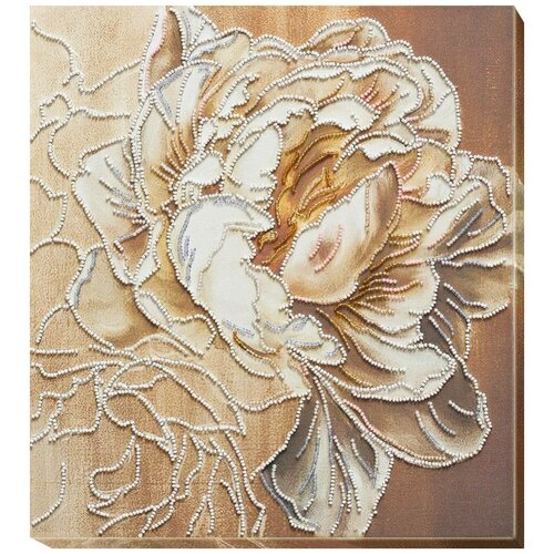 фото Набор для вышивания бисером на натуральном художественном холсте абрис арт ab-750 пион 30x32,5 см abris art