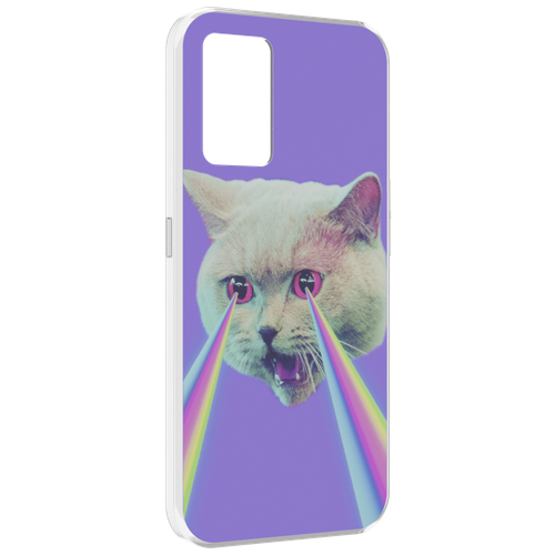 Чехол MyPads кот с радугой в глазах для Oppo K10 4G задняя-панель-накладка-бампер