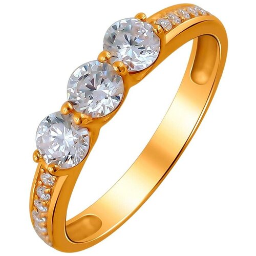 фото Эстет кольцо с 17 фианитами из серебра с позолотой 01к155142а, размер 17.5