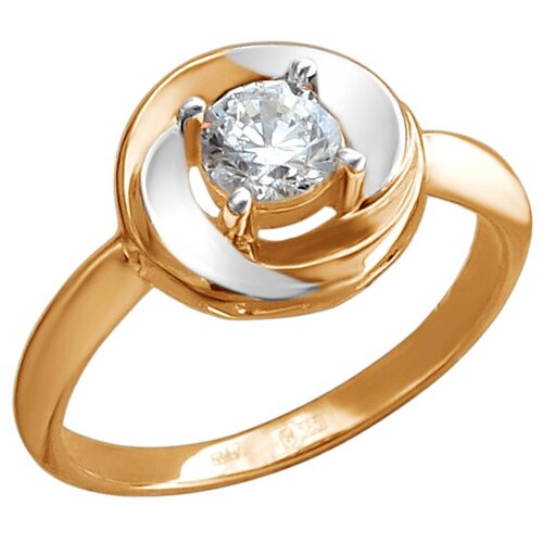 фото Эстет кольцо с 1 фианитом из серебра с позолотой 01к1513031ар, размер 17.5