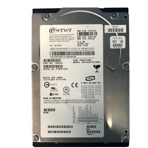 Жесткий диск IBM 39R7320 734Gb U320SCSI 35 HDD 6833000₽