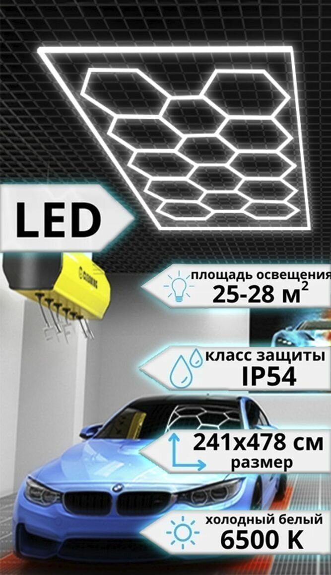 Комплект модульное светодиодное освещение в детейлинг / светильник в гараж/ сервис/ СТО - фотография № 1