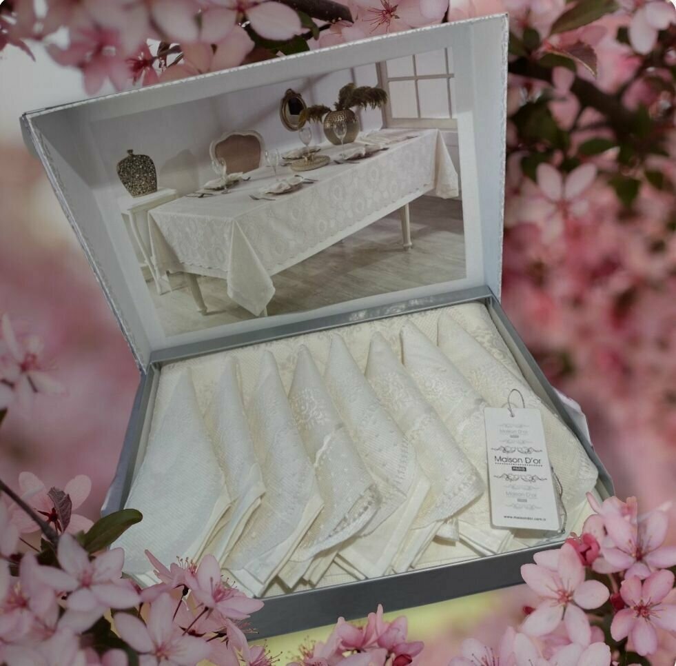 фото Скатерть круглая с салфетками Maison Dor MARINELLA D/180 крем