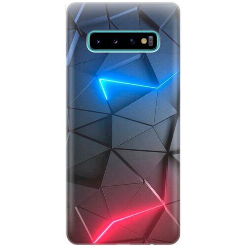 фото Ультратонкий силиконовый чехол-накладка для samsung galaxy s10+ с принтом "графитовые грани" gosso